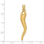 14k Hollow 3-D Italian Horn Pendant - Image 4
