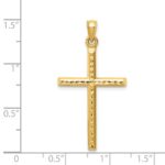 14k Hollow Diamond-cut Cross Pendant - Image 4