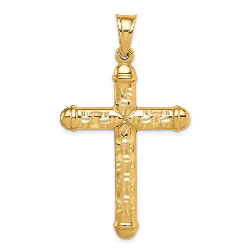 K6400.jpg 14k Hollow Diamond-cut Cross Pendant - Image 1