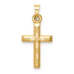 14k Hollow Diamond-cut Cross Pendant - Image 3