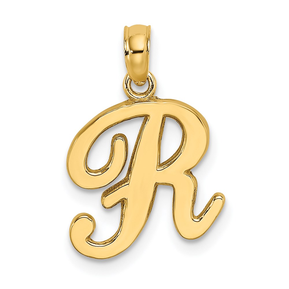 K6422R.jpg 14KY Script Letter R Initial Pendant - Image 1