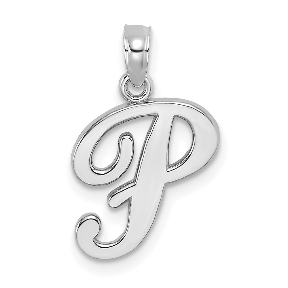K6422WP.jpg 14KW White Gold Script Letter P Initial Pendant - Image 1