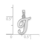14KW White Gold Script Letter T Initial Pendant - Image 3