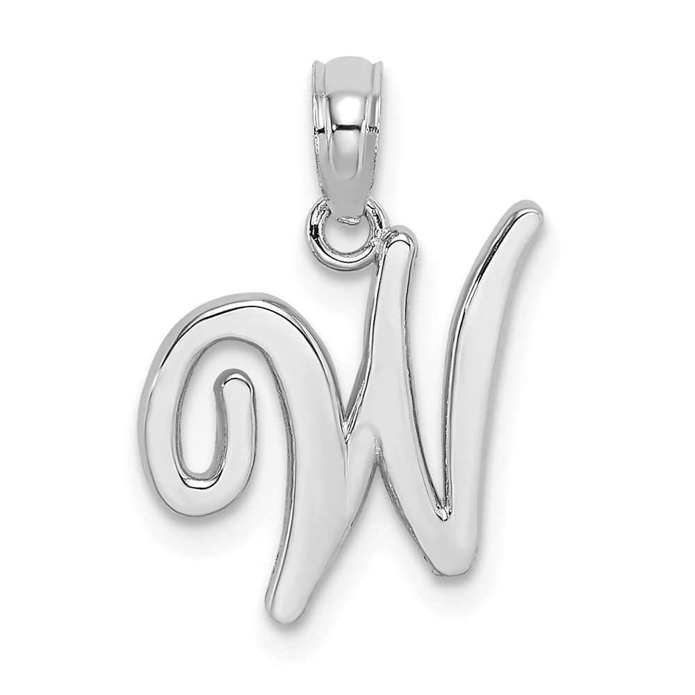 K6422WW.jpg 14KW White Gold Script Letter W Initial Pendant - Image 1
