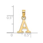 14KY Polished Block Letter A Initial Pendant - Image 3