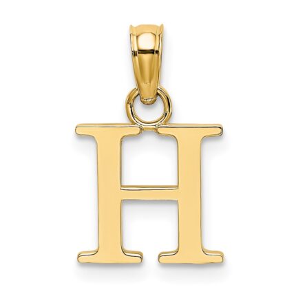 14K Polished Block Letter H Initial Pendant