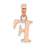 14K Rose Gold Polished Block Letter F Initial Pendant - Image 3