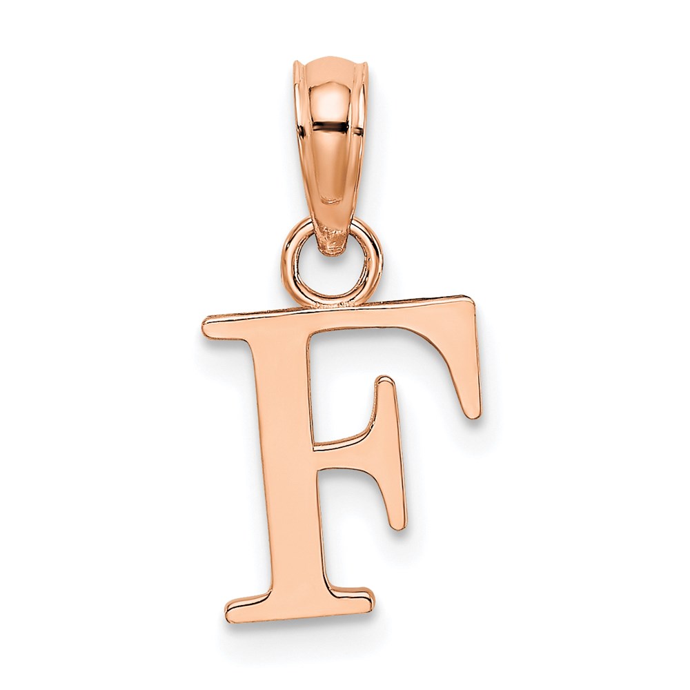 K6423RF.jpg 14K Rose Gold Polished Block Letter F Initial Pendant - Image 1
