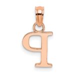 14K Rose Gold Polished Block Letter P Initial Pendant - Image 3