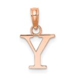 14K Rose Gold Polished Block Letter Y Initial Pendant - Image 3
