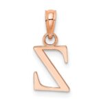 14K Rose Gold Polished Block Letter Z Initial Pendant - Image 3