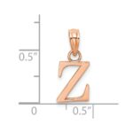 14K Rose Gold Polished Block Letter Z Initial Pendant - Image 4