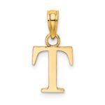 14k Polished Block Letter T Initial Pendant