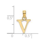 14K Polished Block Letter V Initial Pendant - Image 3
