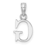 14K White Gold Polished Block Letter G Initial Pendant - Image 4