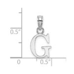 14K White Gold Polished Block Letter G Initial Pendant - Image 3
