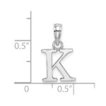 14K White Gold Polished Block Letter K Initial Pendant - Image 3