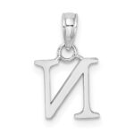 14K White Gold Polished Block Letter N Initial Pendant - Image 4