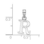 14K White Gold Polished Block Letter R Initial Pendant - Image 3