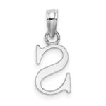 14K White Gold Polished Block Letter S Initial Pendant - Image 4