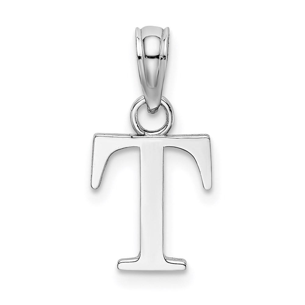K6423WT.jpg 14K White Gold Polished Block Letter T Initial Pendant - Image 1
