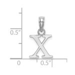 14K White Gold Polished Block Letter X Initial Pendant - Image 3