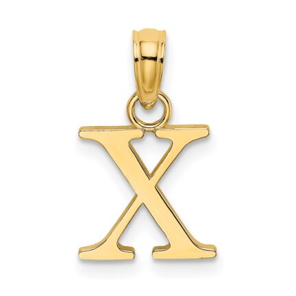 14K Polished Block Letter X Initial Pendant