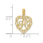 14KY Heart Script Letter A Initial Charm - Image 3