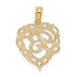 14KY Heart Script Letter B Initial Charm - Image 4