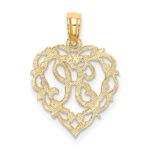 14KY Heart Script Letter H Initial Charm - Image 4