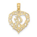 14KY Heart Script Letter J Initial Charm - Image 4