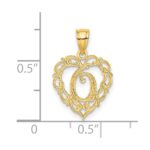 14KY Heart Script Letter O Initial Charm - Image 3