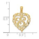 14KY Heart Script Letter S Initial Charm - Image 3