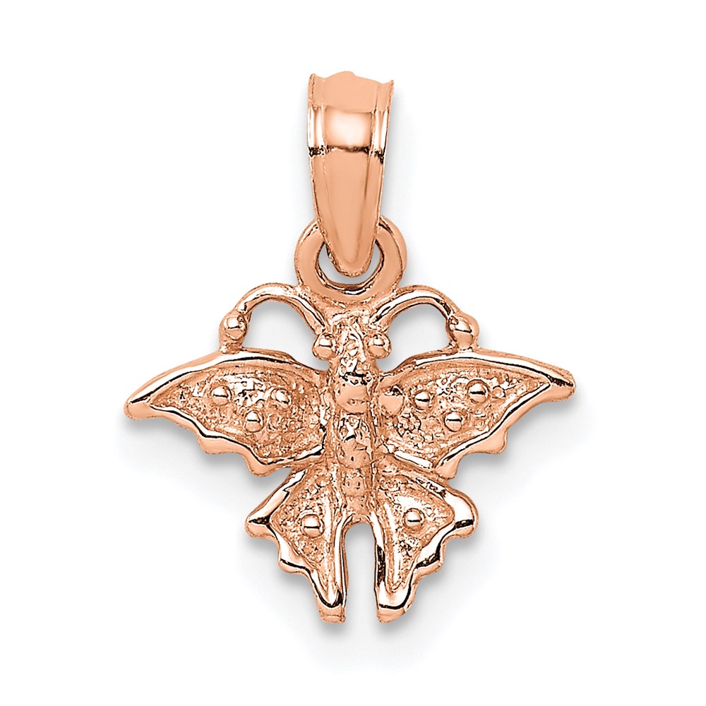 K6429R.jpg 14K Rose Gold Textured Mini Butterfly Charm - Image 1