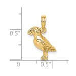 14K 2-D Polished and Textured Puffin Bird Charm - Image 3