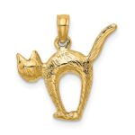14K 3-D Textured Arch Back and Raised Tail Cat Charm - Image 4
