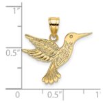 14K Polished and Textured Hummingbird Charm - Image 3