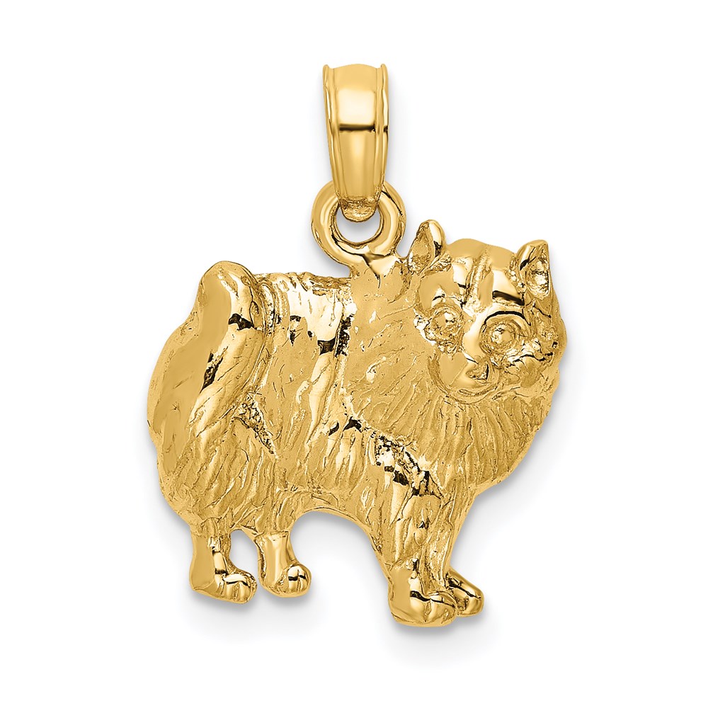 K6478.jpg 14K Polished Pomeranian Dog Charm - Image 1