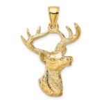 14K 2-D Deer Head 8-Point Buck Profile Charm