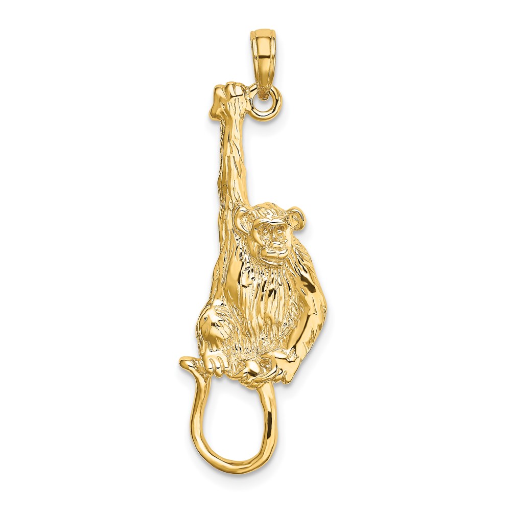 K6511.jpg 14K 2-D Textured Hanging Monkey Charm - Image 1