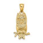 14K Textured Owl Charm