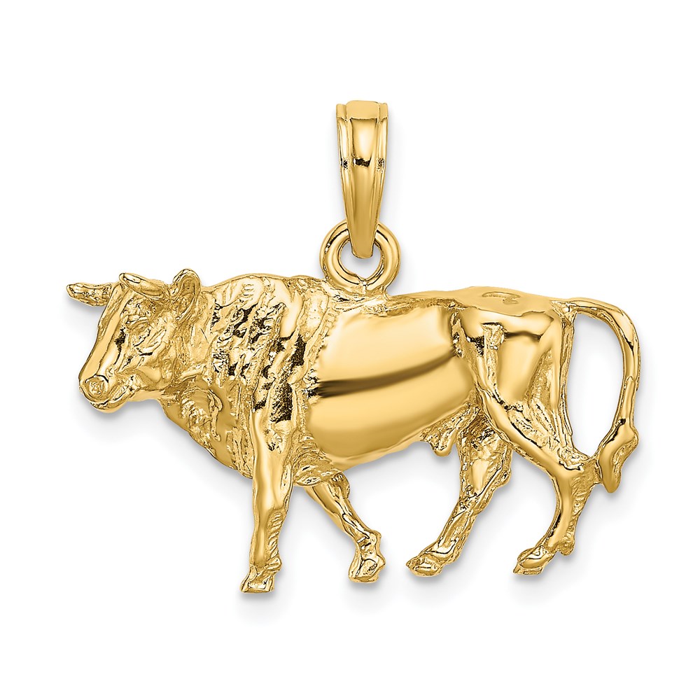 K6521.jpg 14K 3-D Bull with Horns Charm - Image 1