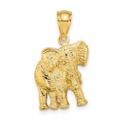 14K 2-D Elephant with Raised Trunk Charm