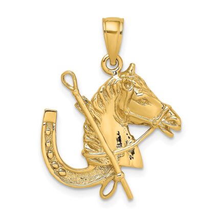 14K Horse Head with Shoe and Crop Charm