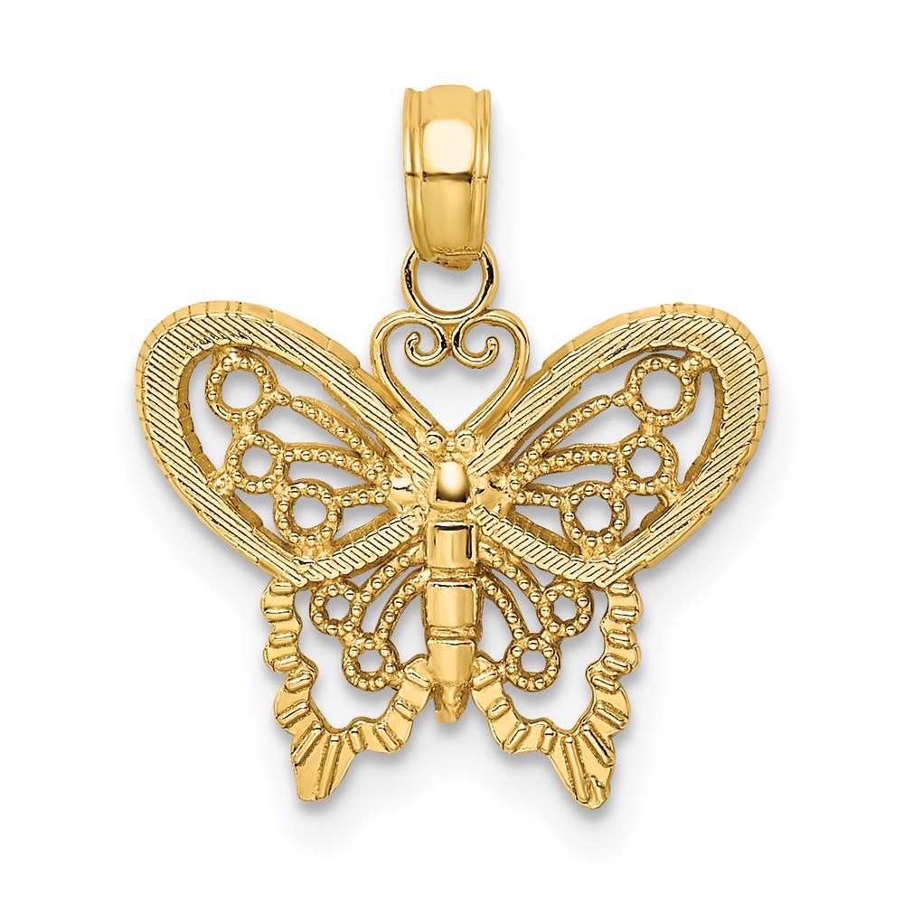 K6554.jpg 14K Polished and Textured Filigree Butterfly Charm - Image 1
