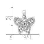 14K White Gold Polished and Beaded Butterfly Charm - Image 4