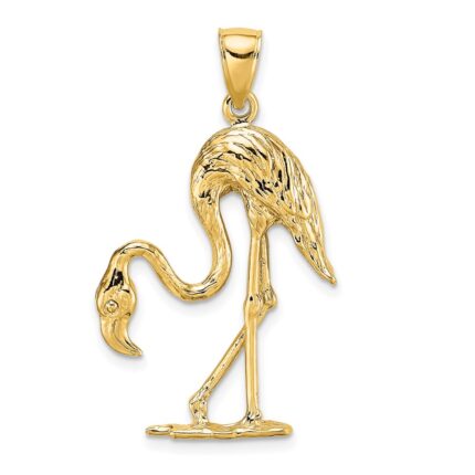 14K 3-D Textured Flamingo Charm