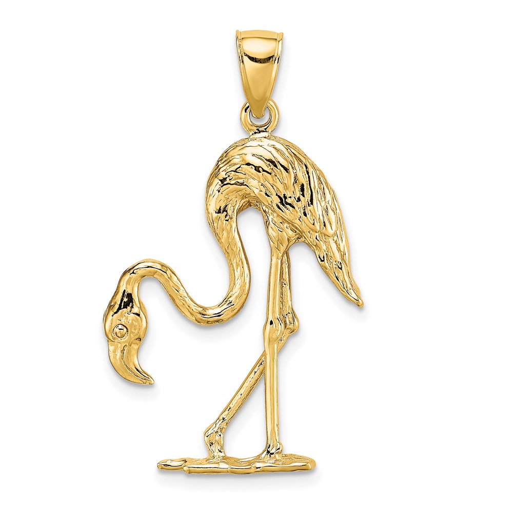 K6582.jpg 14K 3-D Textured Flamingo Charm - Image 1