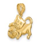14K 3-D Polished Kitten with Ball Charm - Image 5
