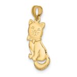14K 3-D Polished Sitting Cat with Bow Charm - Image 5